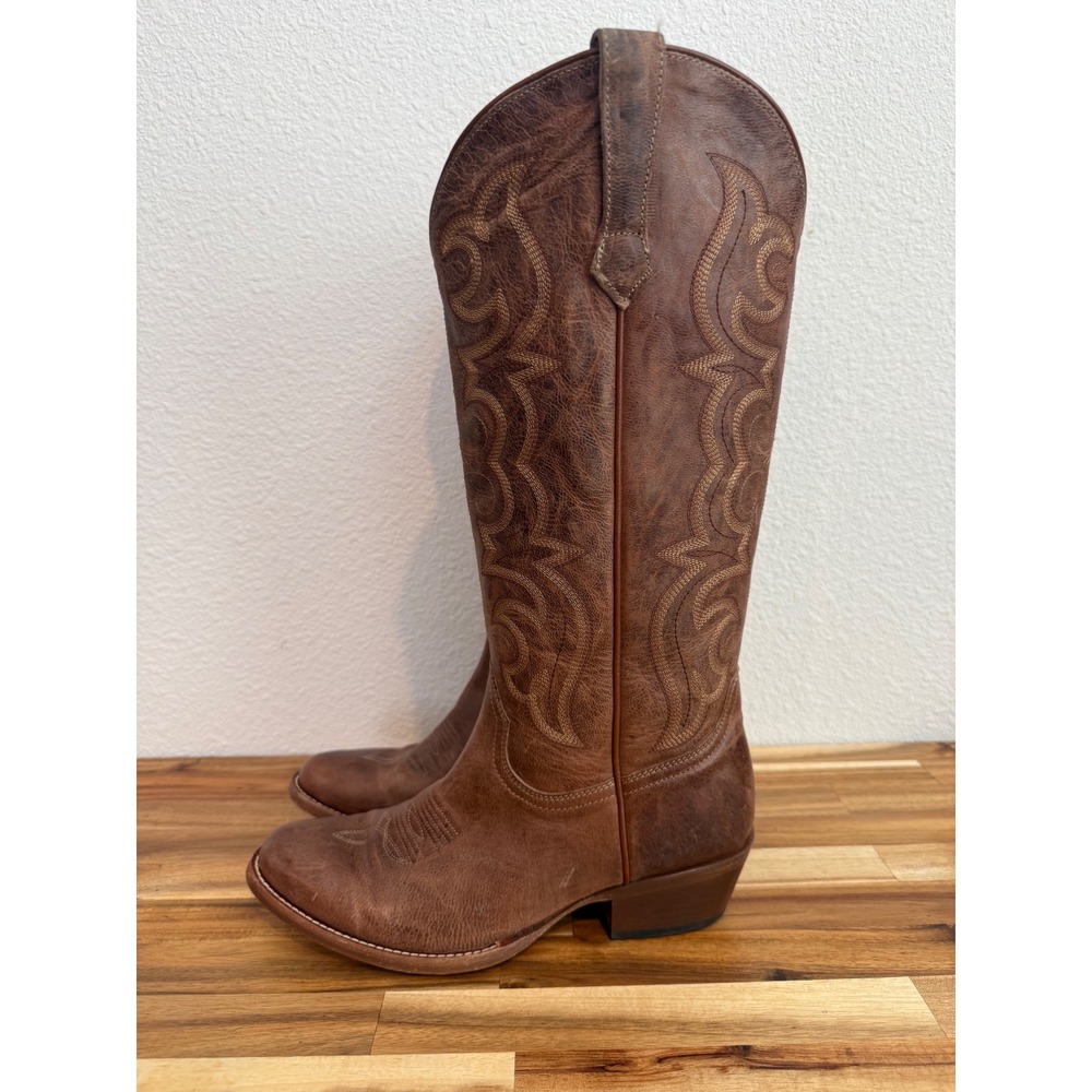 Shyanne Amy Tall Brown Distressed Leather Western Cowgirl Boots 9B